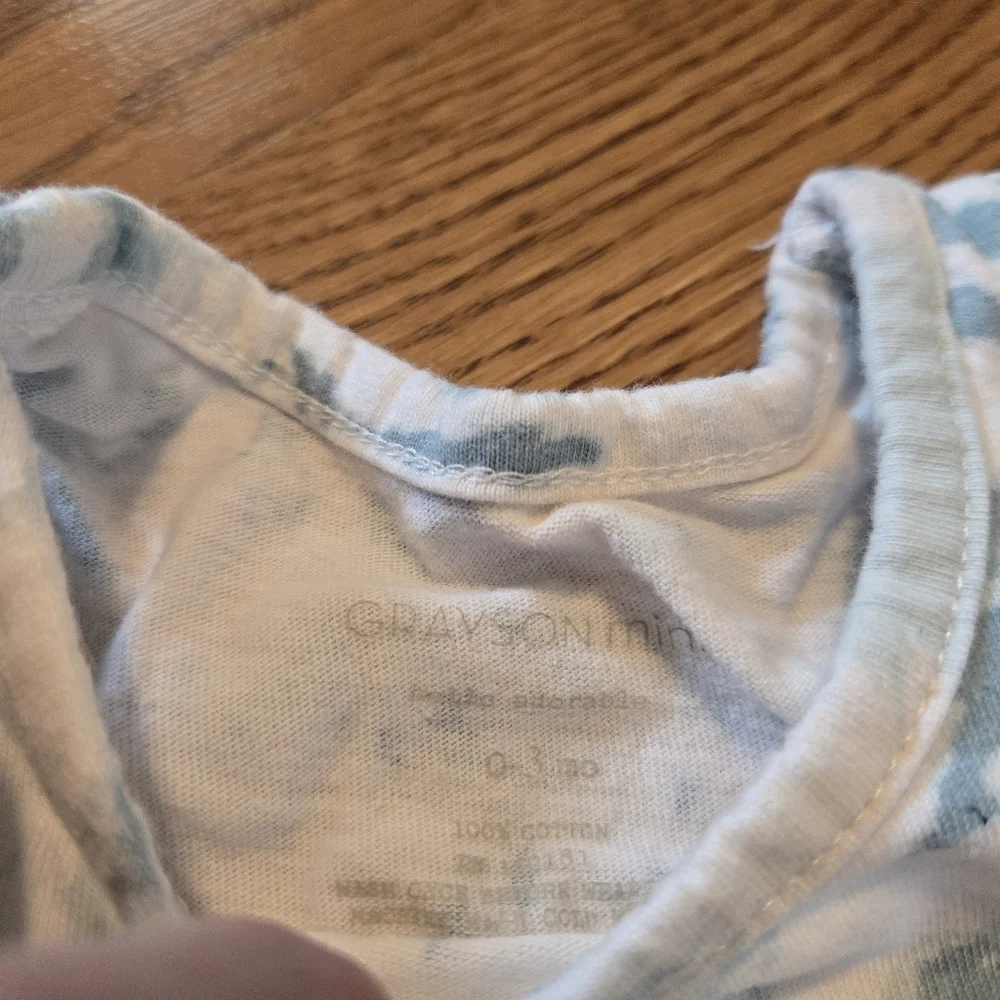 Grayson Mini Blue White Tie Dye Baby Matching Set Pastel Beach Cotton Boho 0-3M